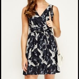 LA Soul teal sleeveless crane and cherry blossom S